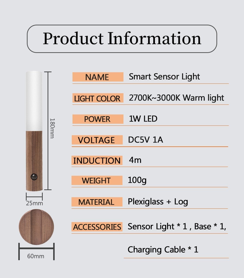 LED USB Magnetic Wood Lights