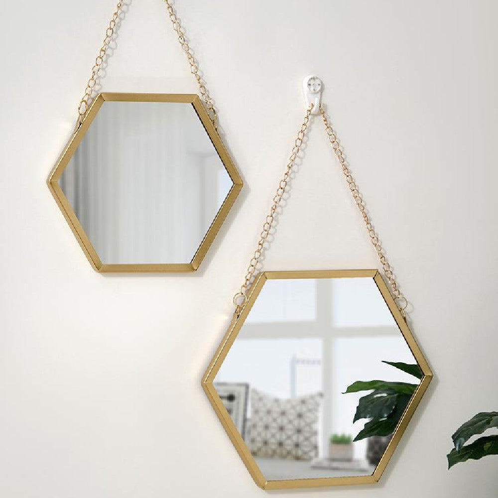 Wall-Mounted Hexagonal Iron Chain Vanity Mirror