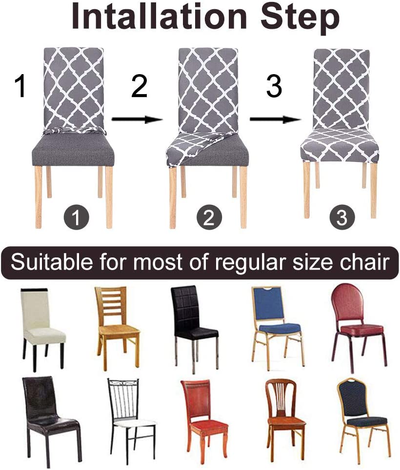 Printed Removable Washable Dining Chair Seat Slipcovers