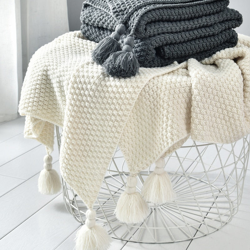 Chunky Hand-Knitted Throw Blankets