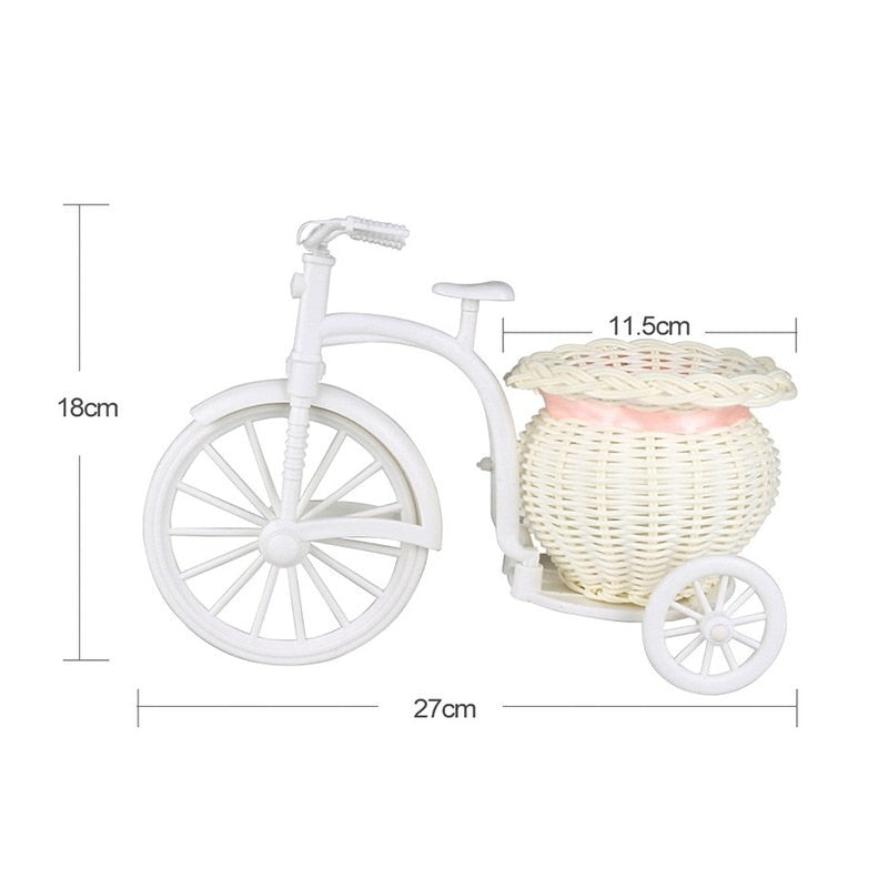 White Bicycle Decorative Flower Basket