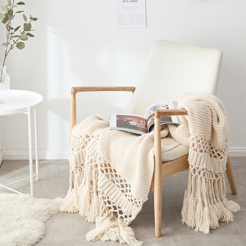 Chunky Hand-Knitted Throw Blankets
