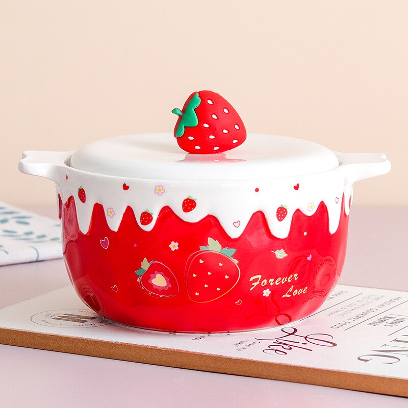 700ml Strawberry Ceramic Bowl
