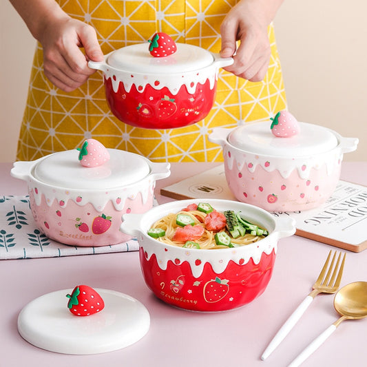 700ml Strawberry Ceramic Bowl