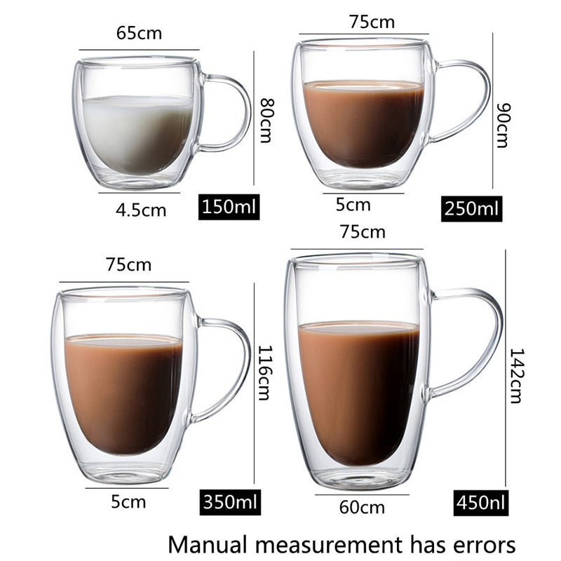 Double-Layer Wall Transparent Coffee Tea Mug